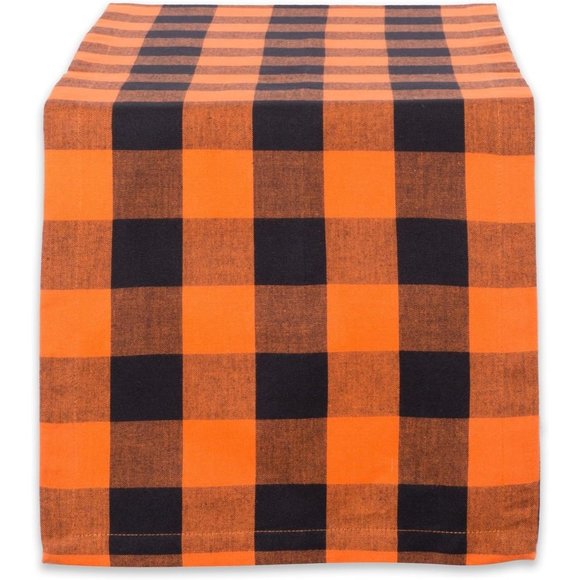 Buffalo Check Collection Classic Farmhouse Table 14x108 Orange Black